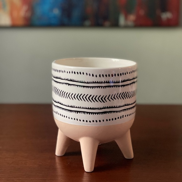Mid-Mod Boho Geometric Ceramic Planter / Plant Pot - Picture 2 of 12